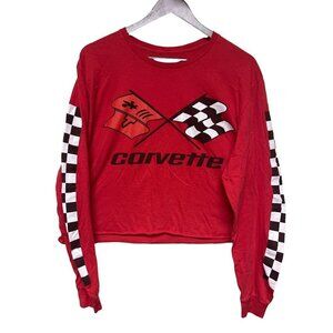 Chemistry Corvette Flag Red Checker Crop Long Sleeve Sweatshirt Size 1X